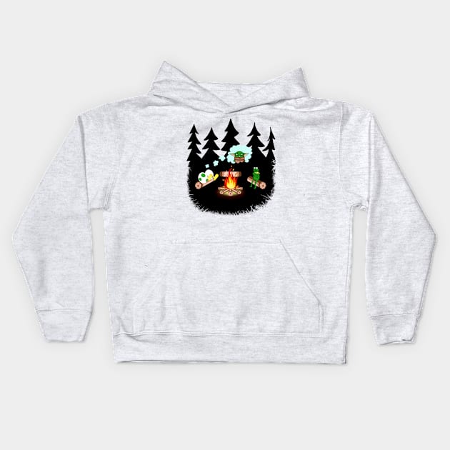 Scary Campfire Stories Kids Hoodie by Shoryotombo